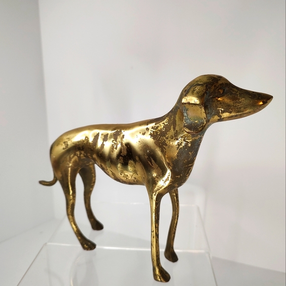 Vintage MCM Brass Greyhound Whippet Dog Figure - Picture 1 of 11